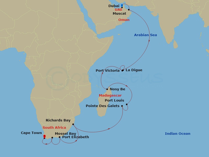 cruise ship routes in south africa